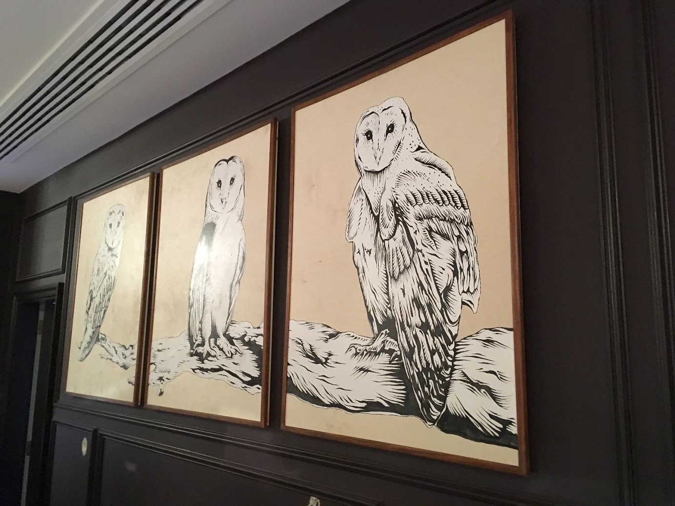 Royal Marriot Hotel Owls paintings
