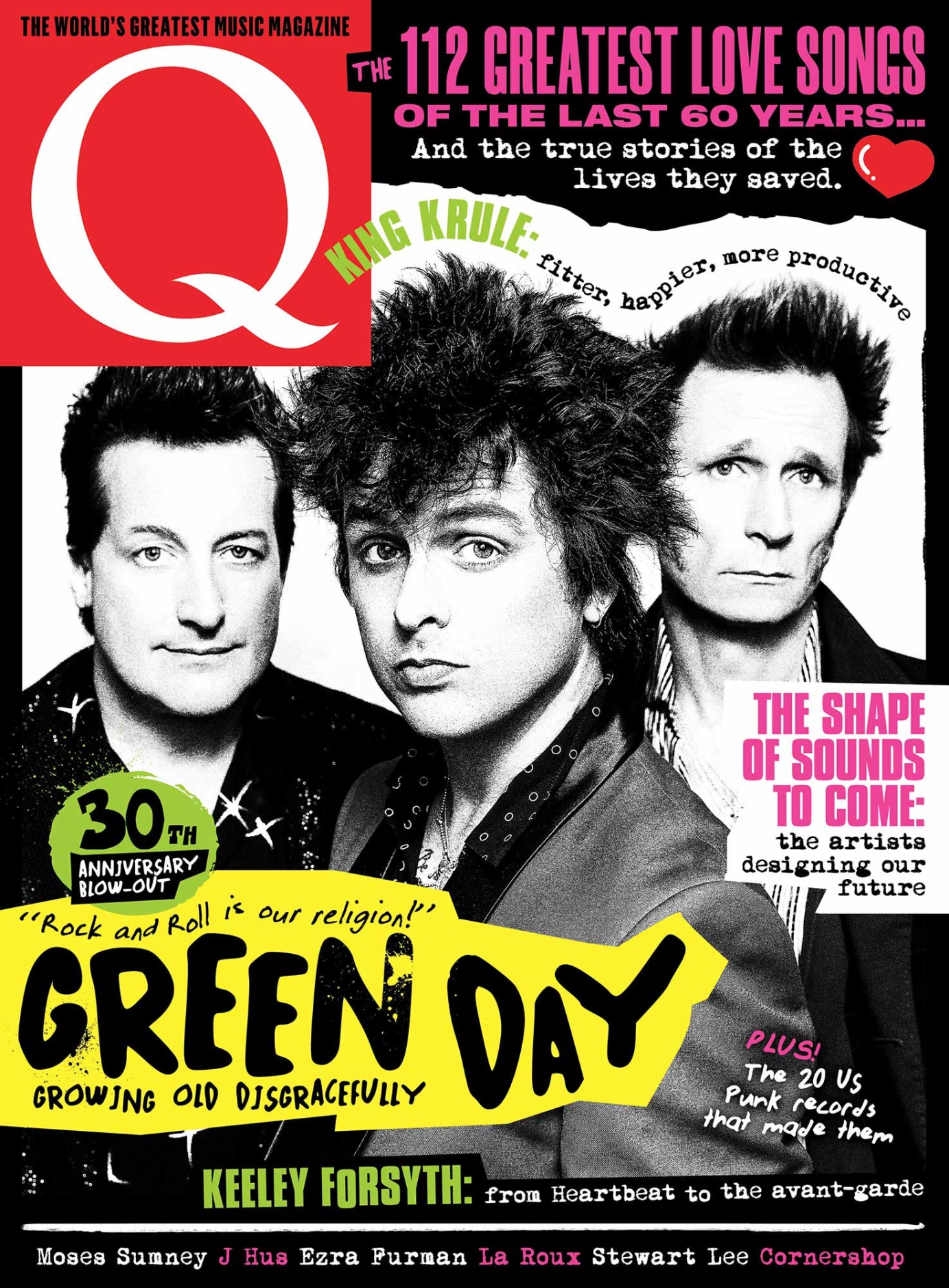 Cover feature of Green Day for Q magazine