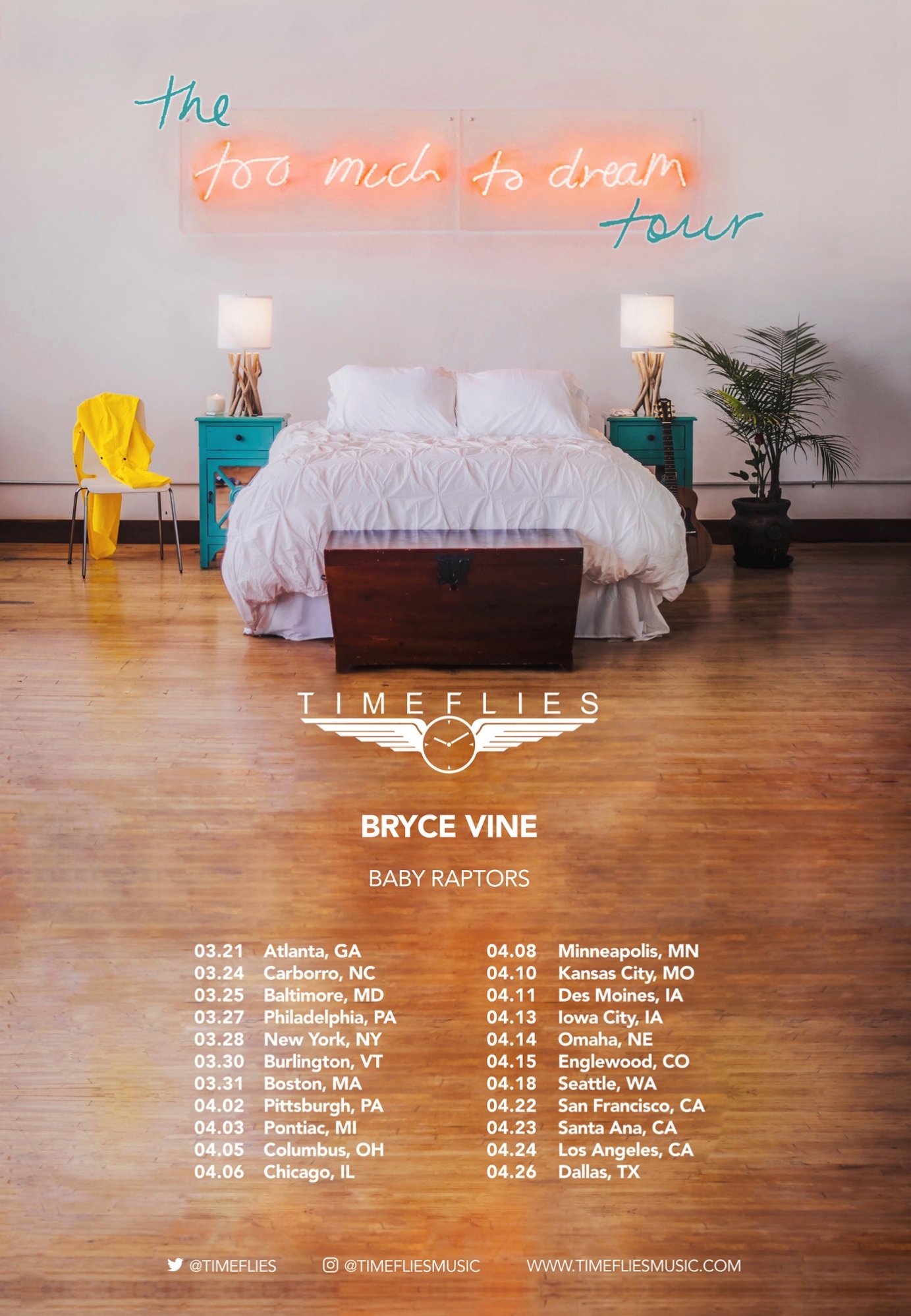 Timeflies Too Much to Dream Tour Poster