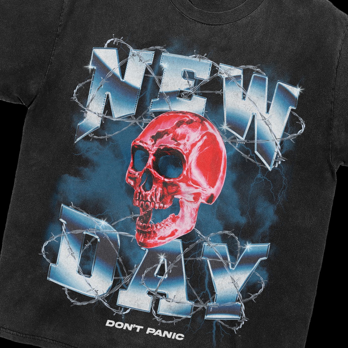 Chrome Skull Design for a local clothing brand, "NEW DAY CLOTHING"