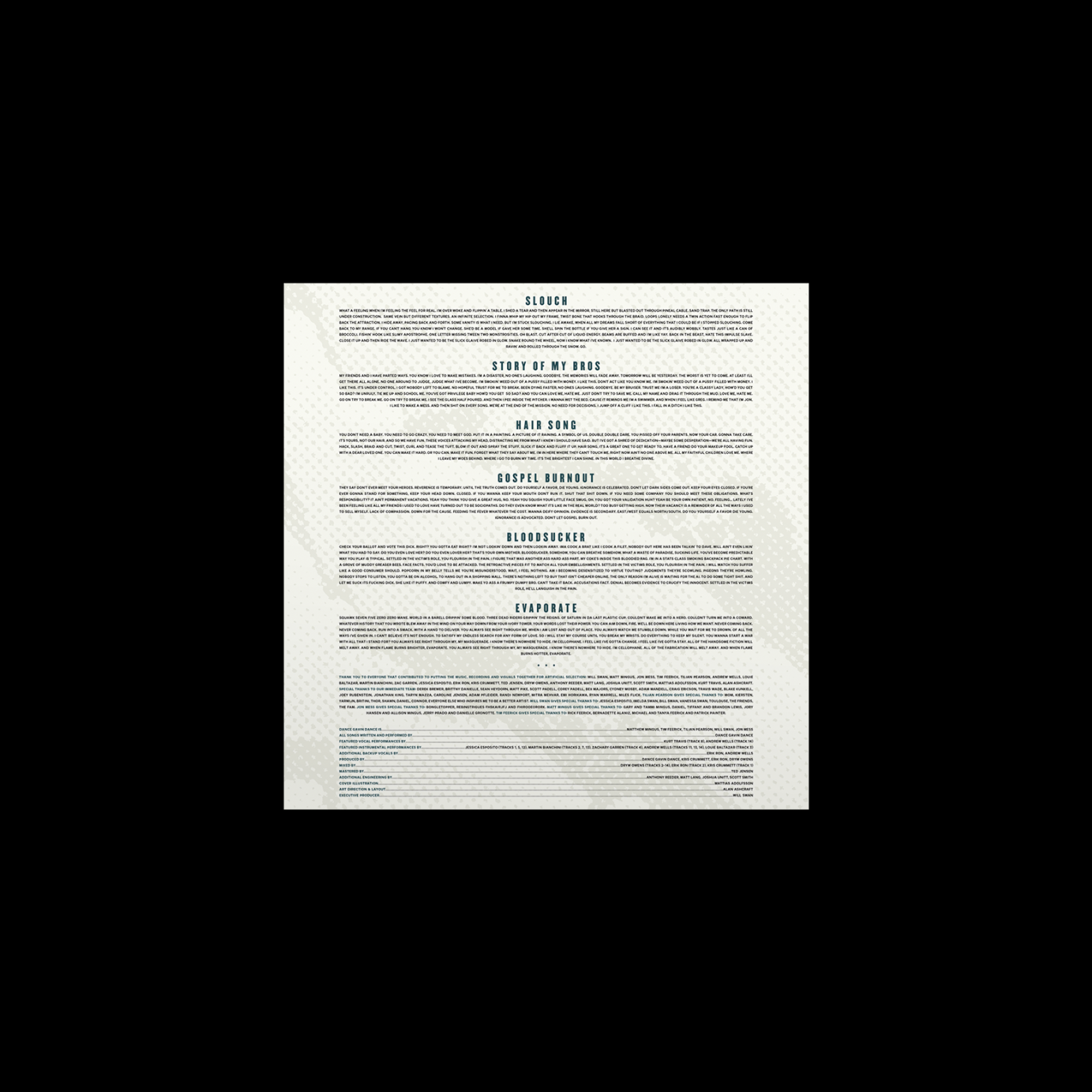 Dance Gavin Dance - Artificial Selection LP Layout