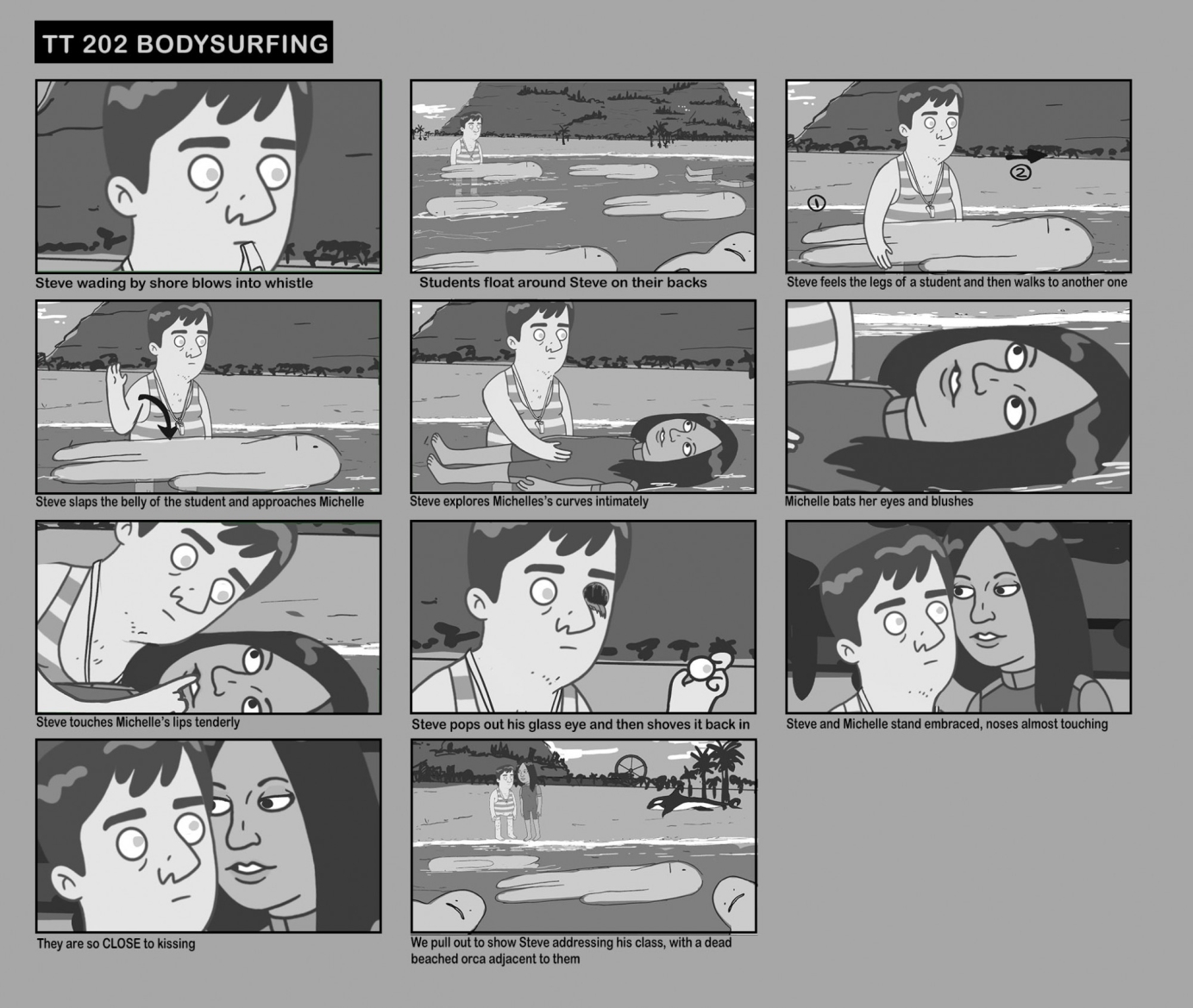 Storyboards for Adult Swim's Tender Touches S2 EP2
