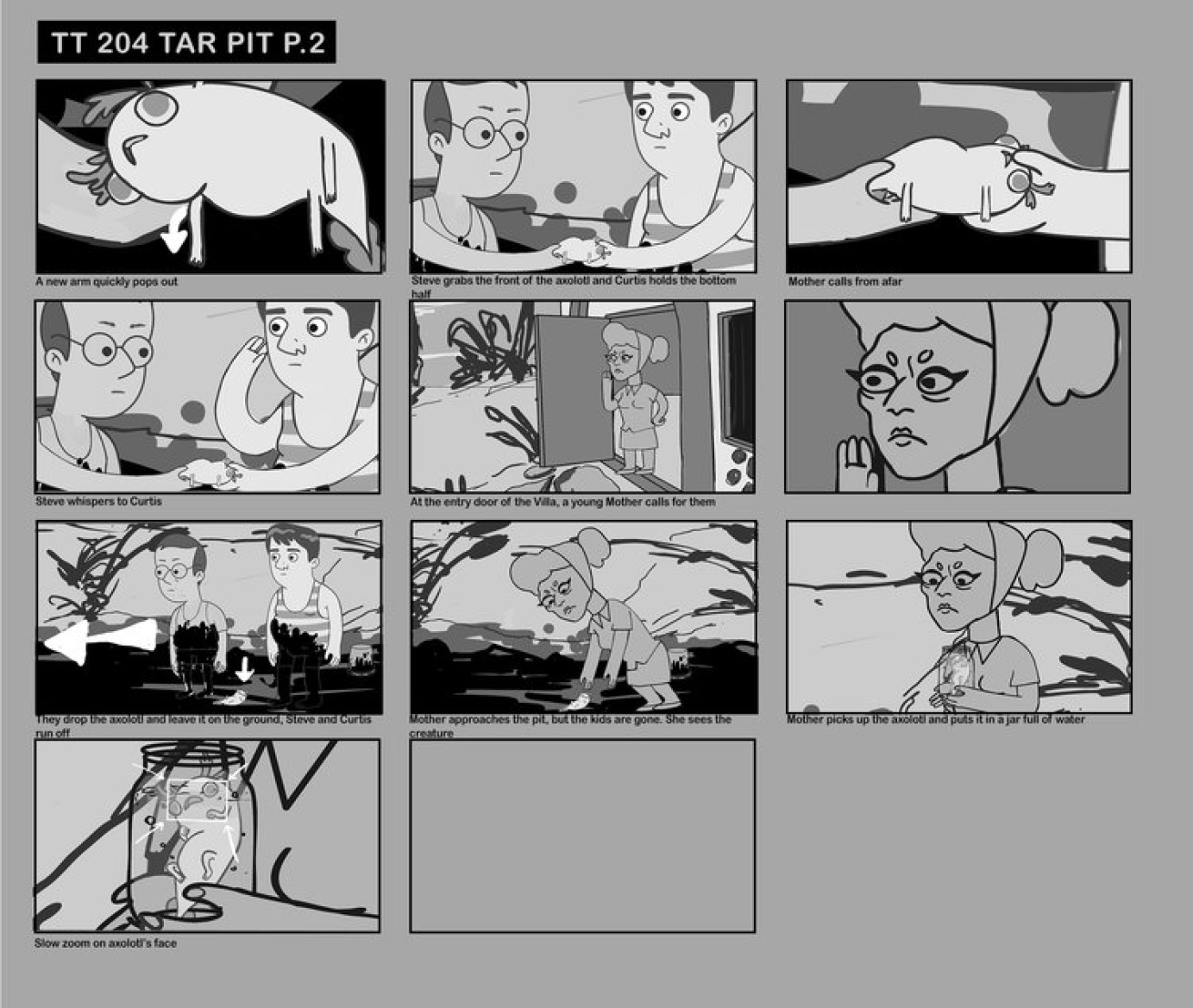 Storyboards for Adult Swim's Tender Touches S2 EP4