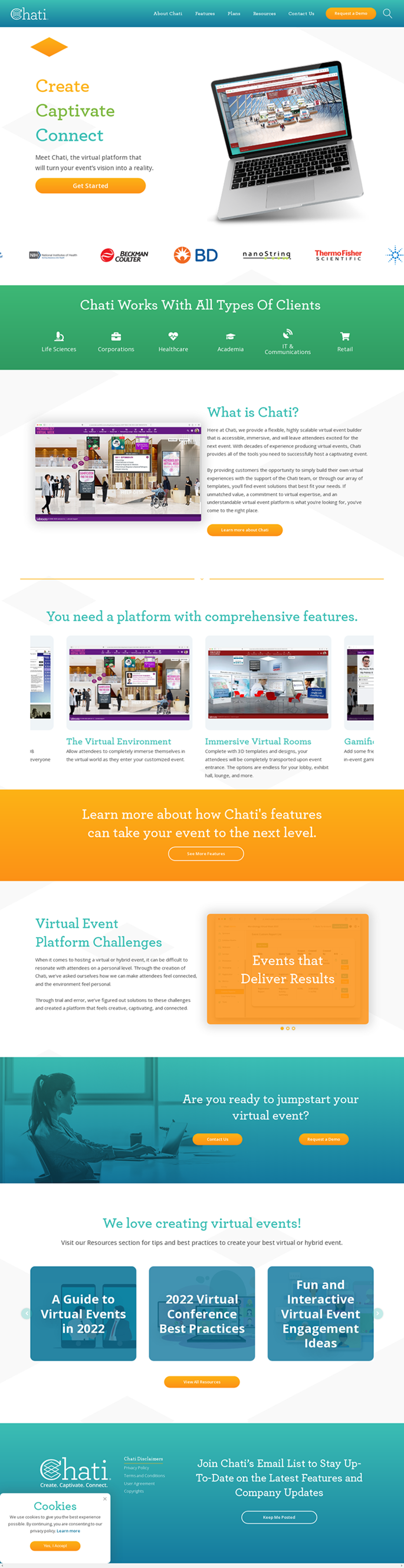 Website design for virtual event platform.